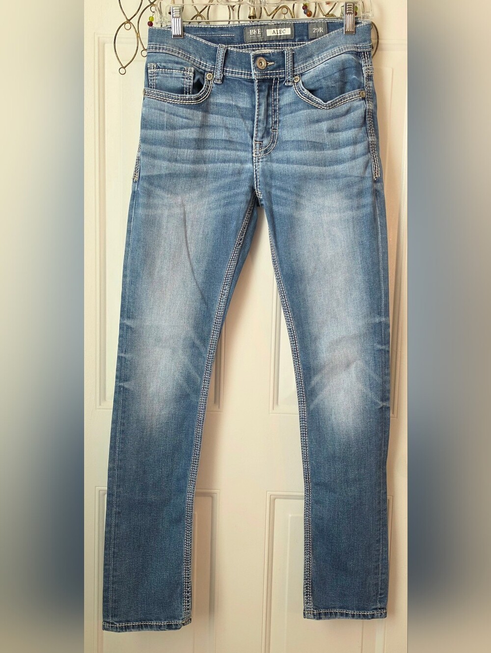 BKE Buckle Alec Straight Leg Jeans Men's 29R Light Blue Wash Stretchy Western